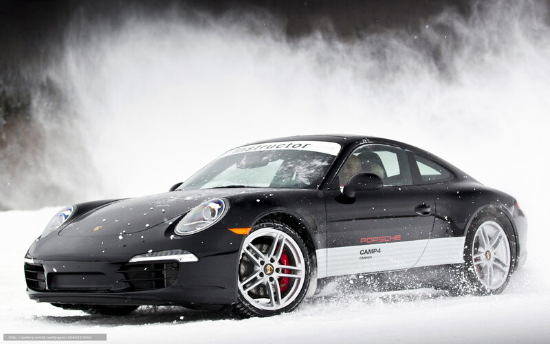 Porsche on snowy track