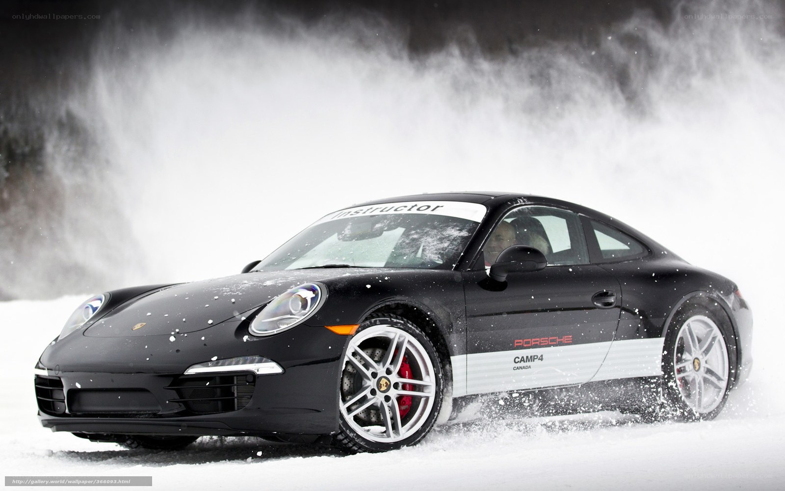 Porsche on snowy track
