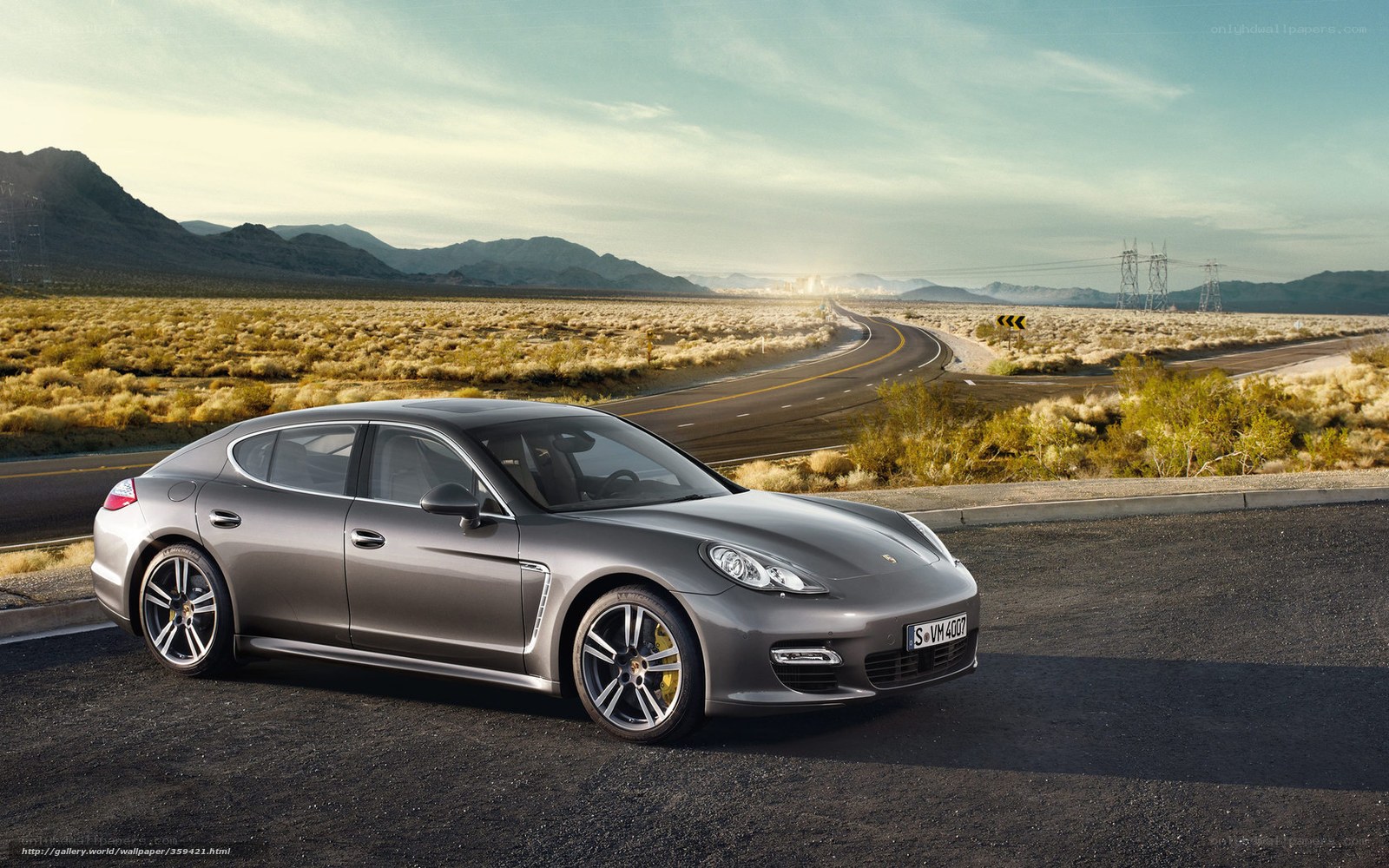 Porsche Panamera in desert landscape