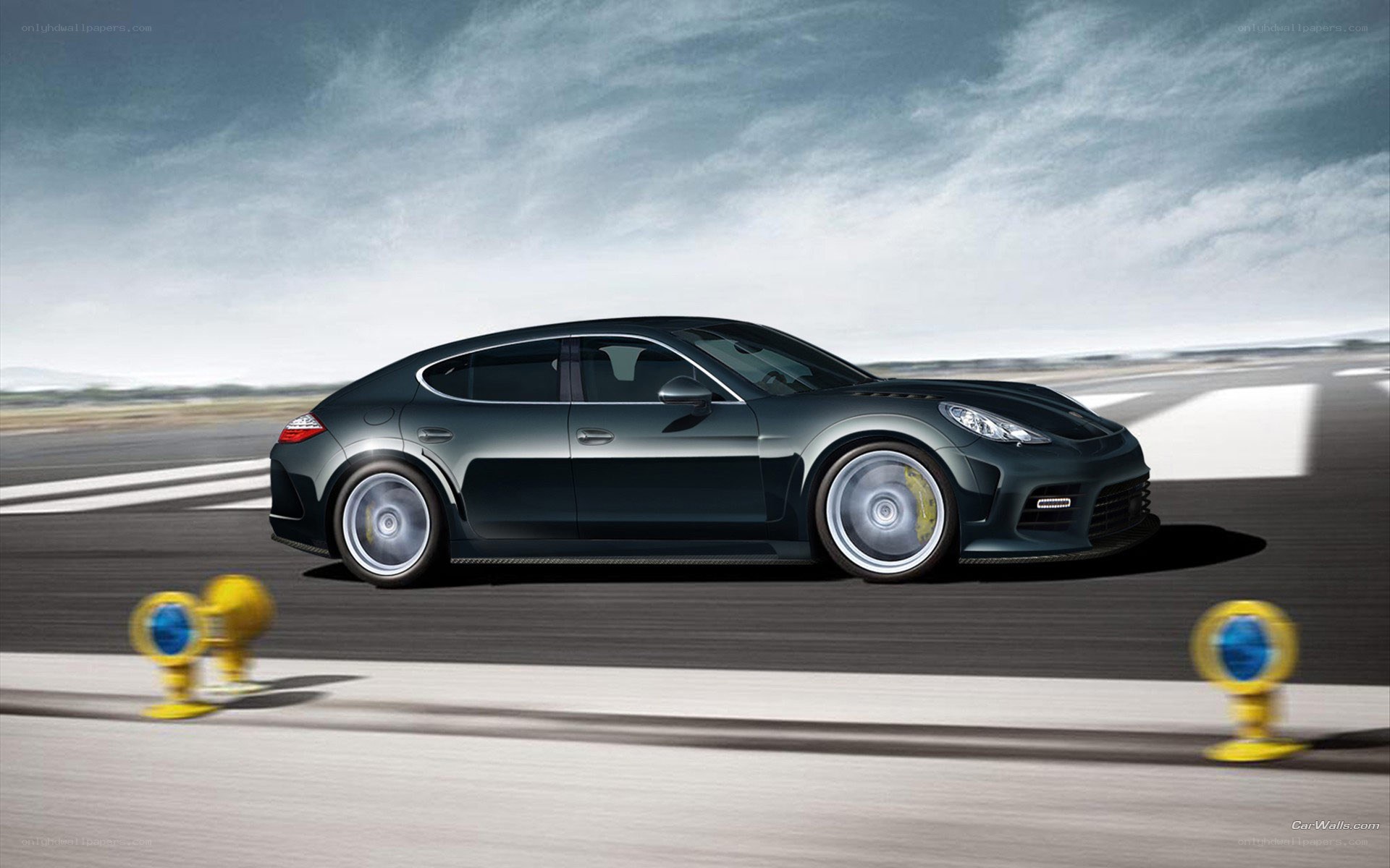 Porsche Panamera on a racetrack