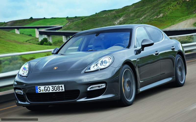 Porsche Panamera on a winding road