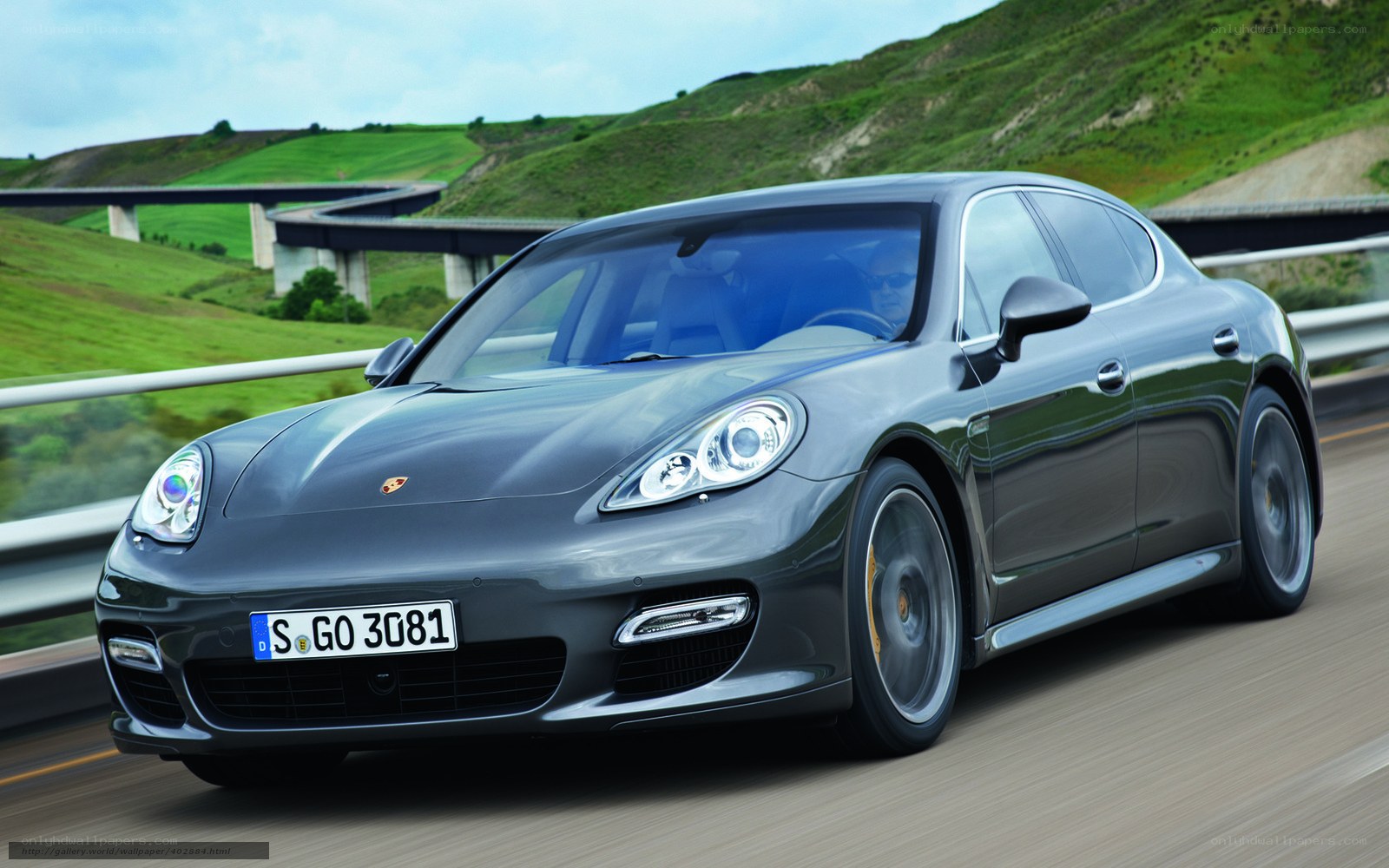 Porsche Panamera on a winding road