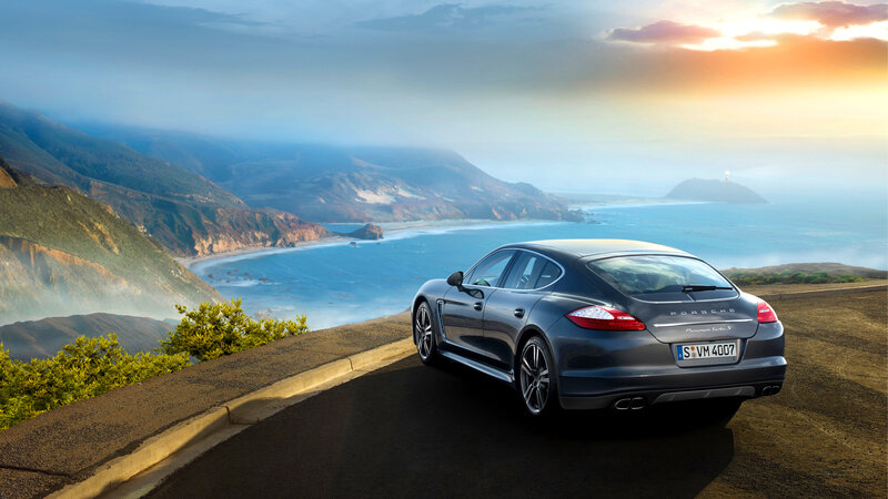 Porsche Panamera on Cliff
