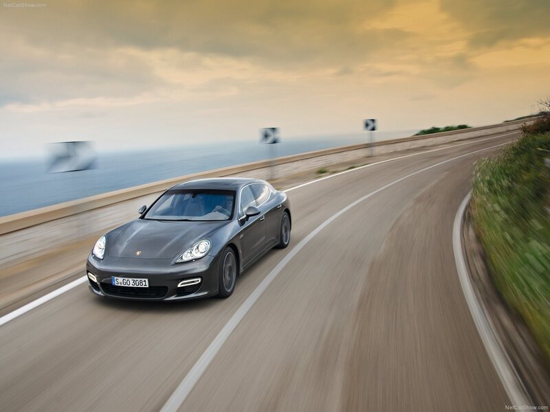 Porsche Panamera on coastal road