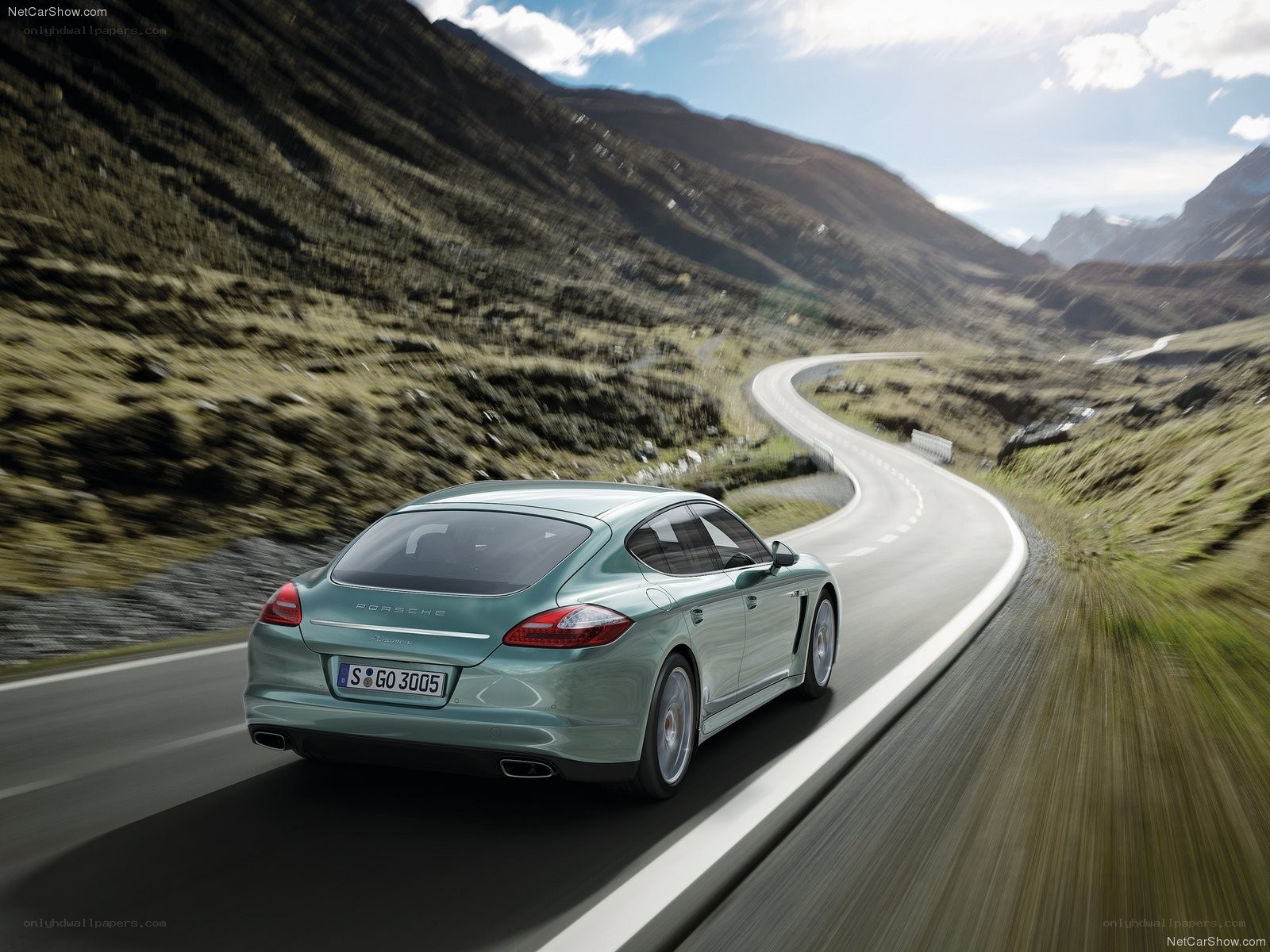 Porsche Panamera on mountain road