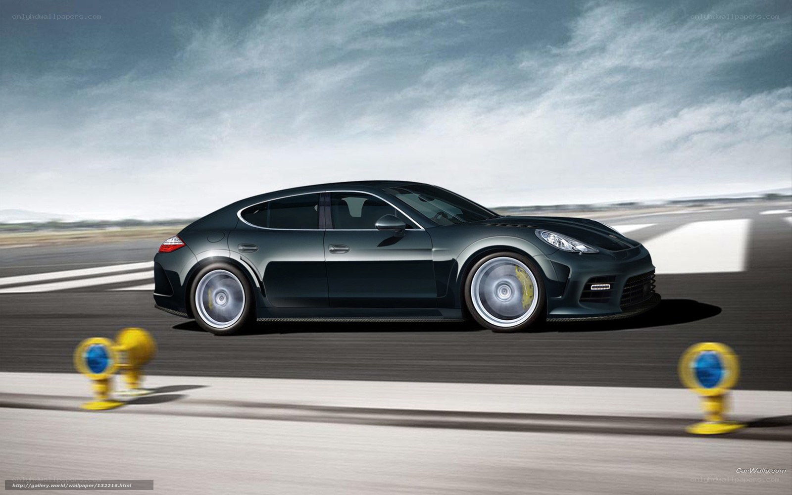 Porsche Panamera on racetrack