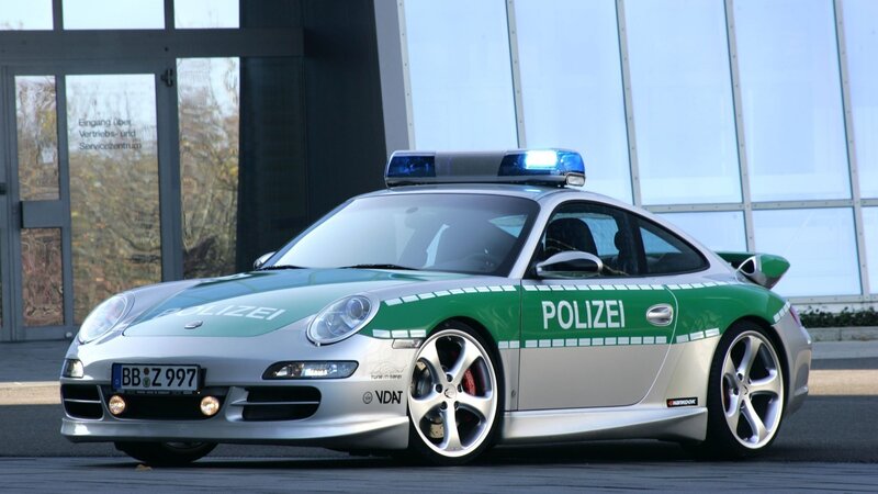 Porsche police car with lights
