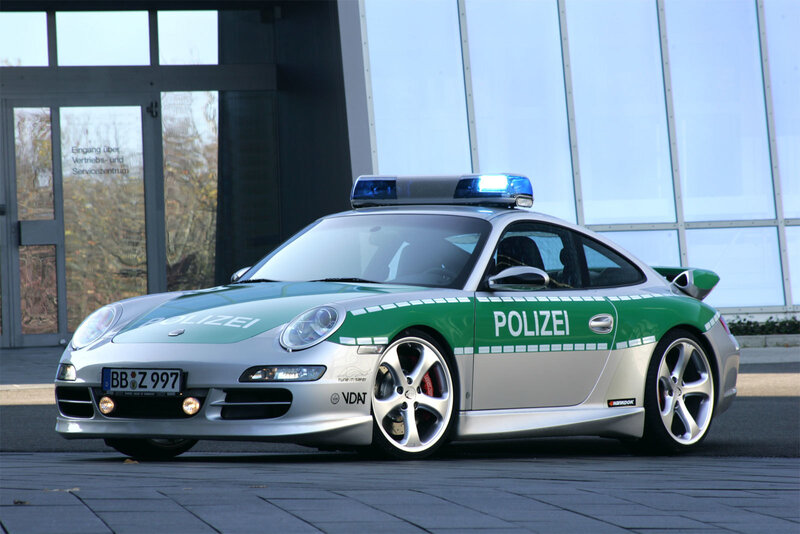 Porsche police car with lights