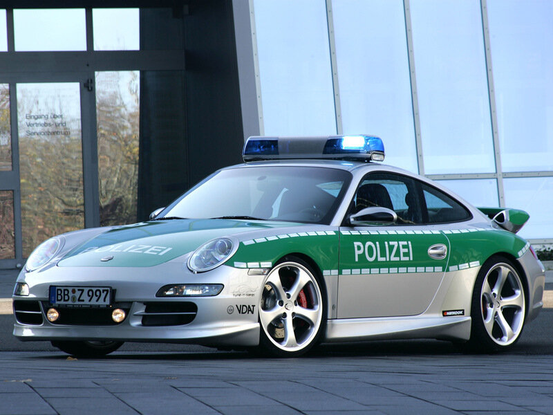 Porsche police car with lights