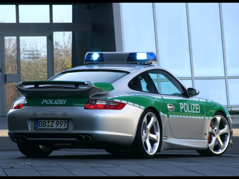 Porsche police car with lights