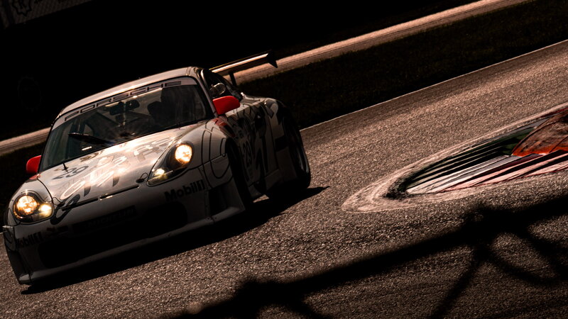 Porsche Race Car — Black, Dramatic, Night