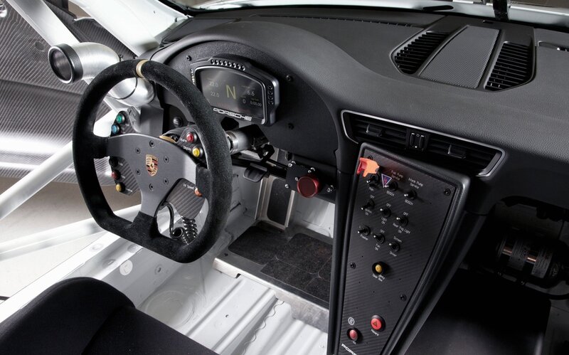 Porsche race car cockpit interior