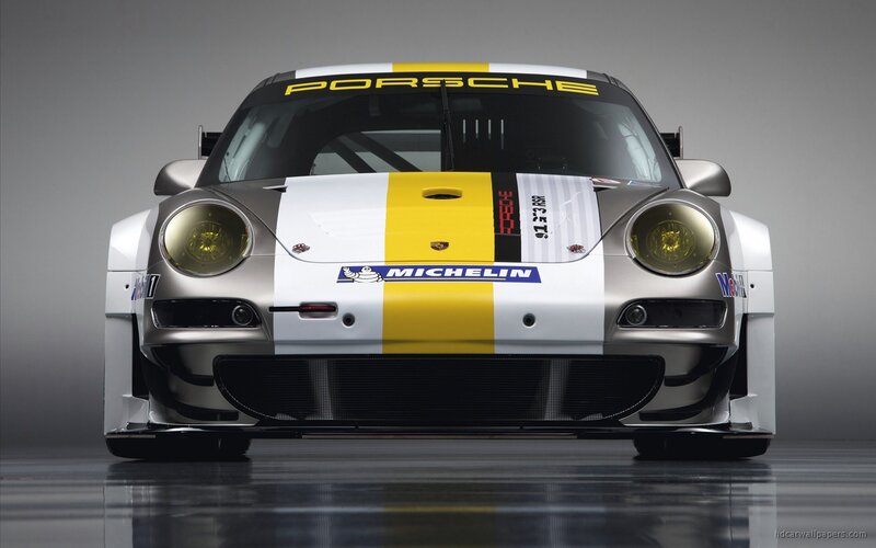 Porsche race car front view