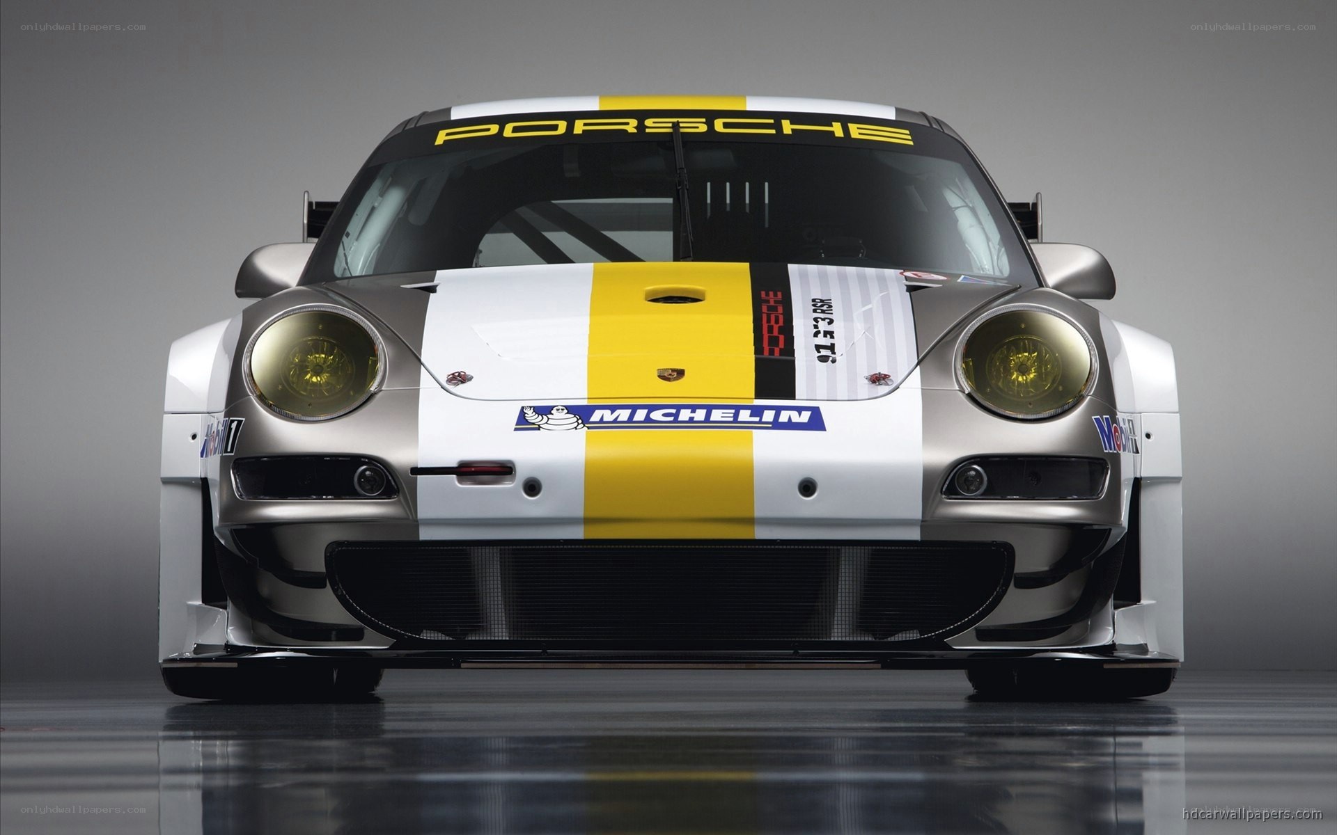 Porsche race car front view