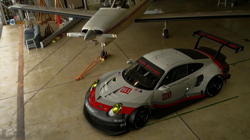 Porsche Race Car in Hangar