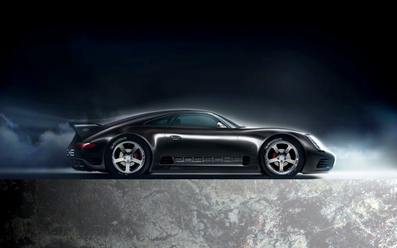 Porsche race car in motion