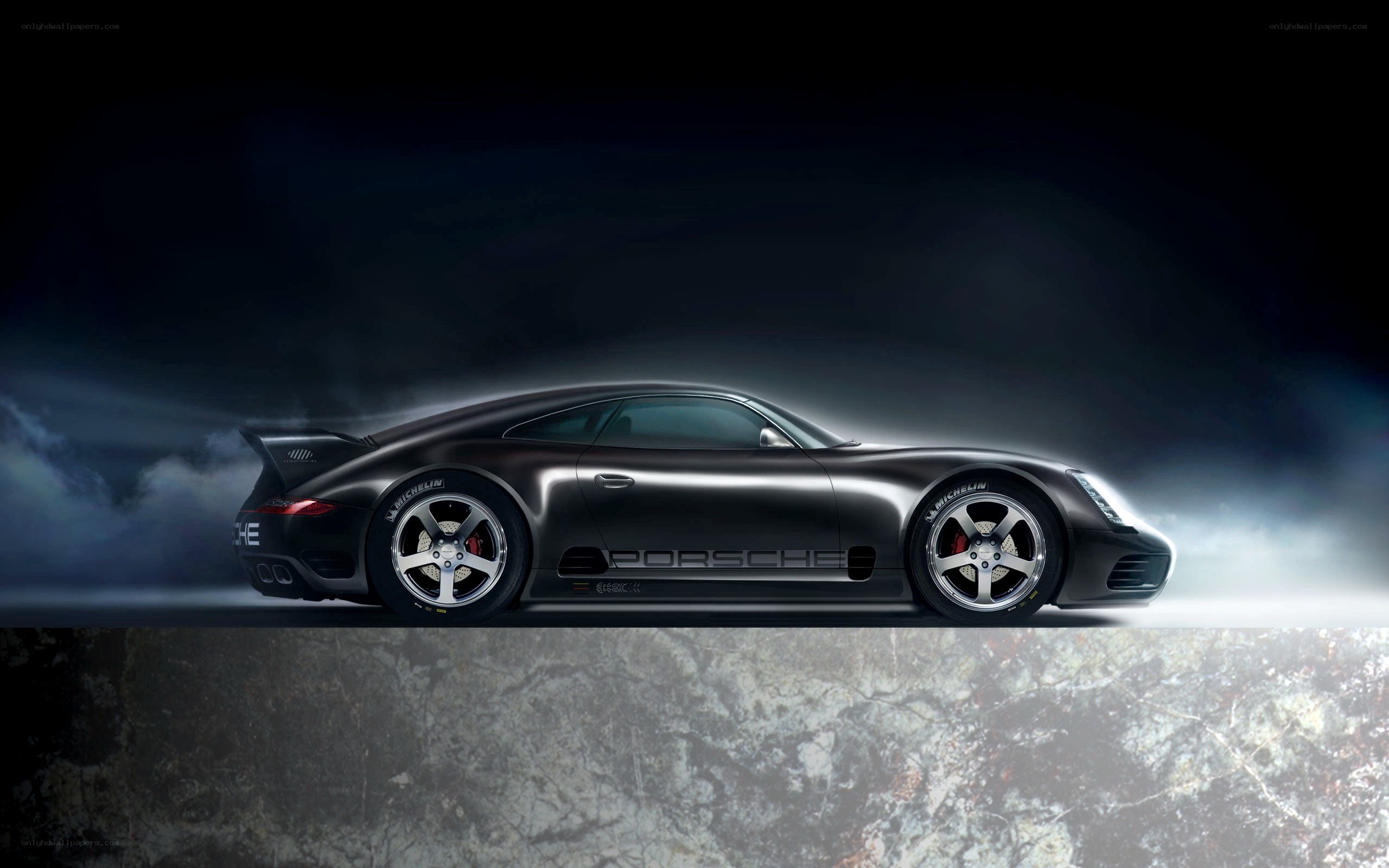 Porsche race car in motion