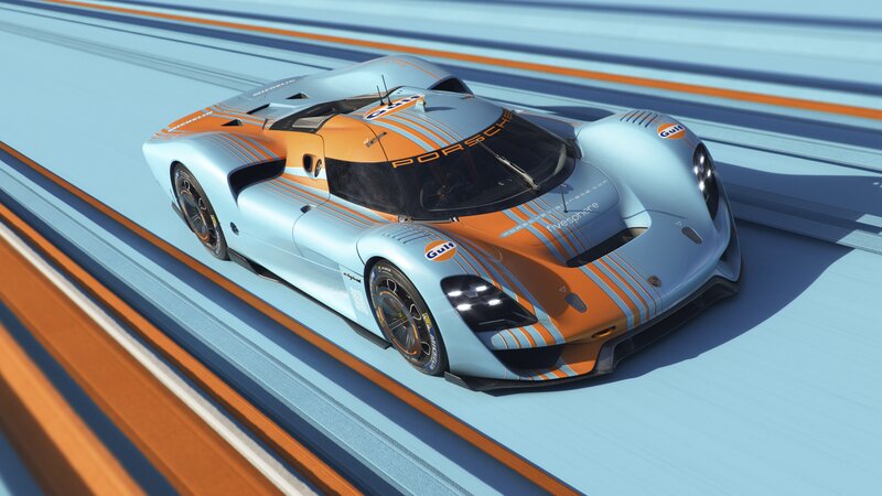 Porsche Race Car — Light Blue, Dynamic