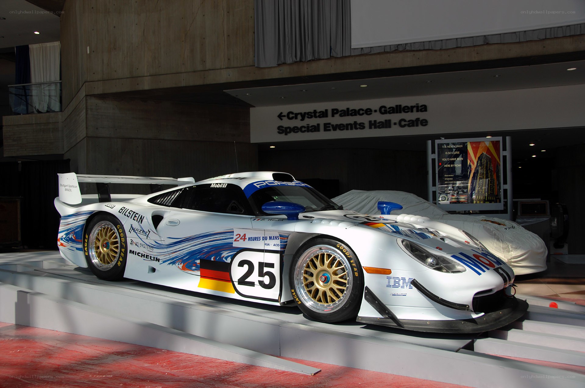Porsche race car on display