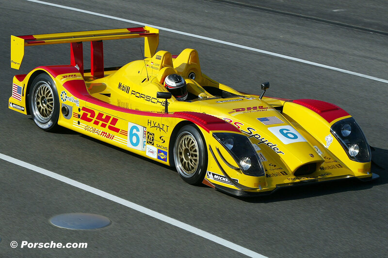 Porsche race car on track
