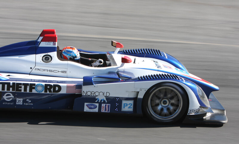Porsche race car on track