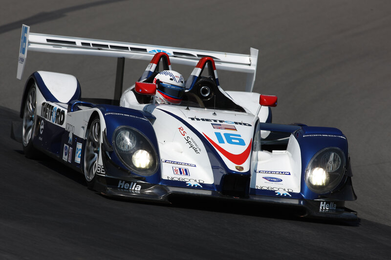 Porsche race car on track
