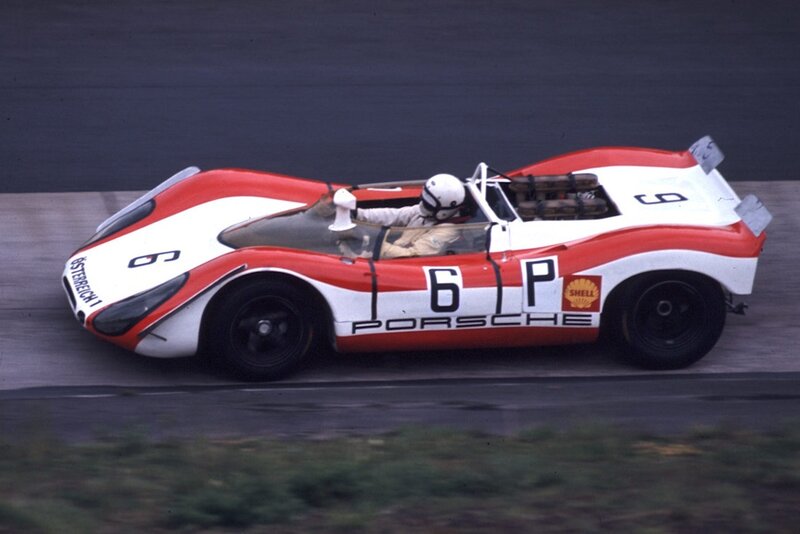 Porsche race car on track