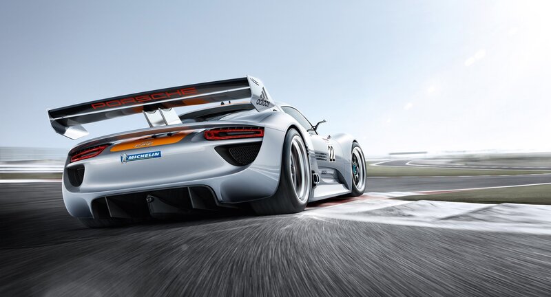 Porsche race car on track