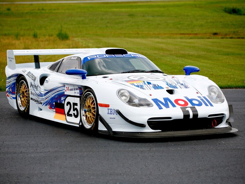 Porsche race car on track