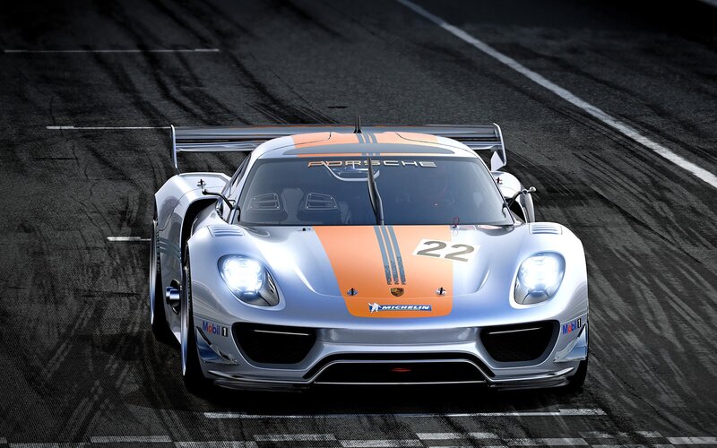 Porsche race car on track