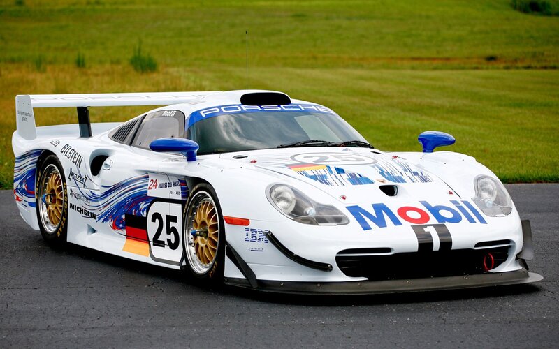 Porsche race car on track