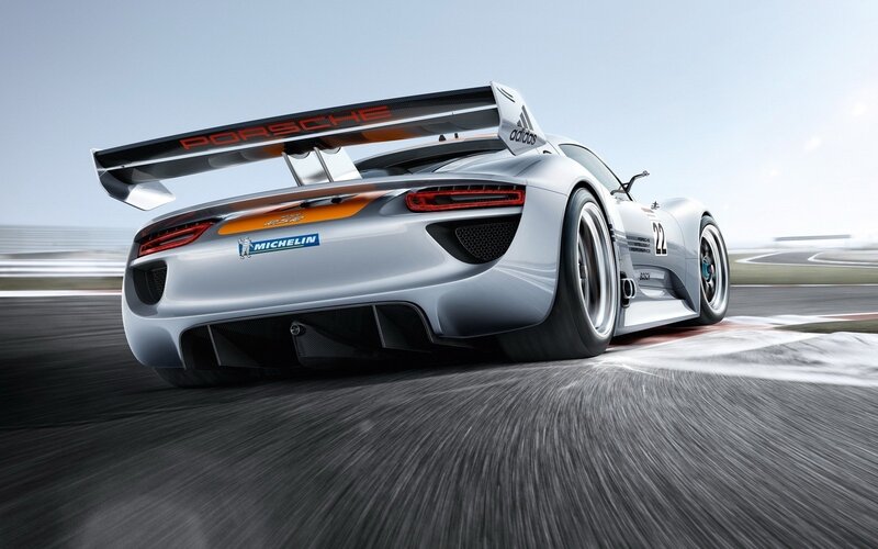 Porsche race car on track