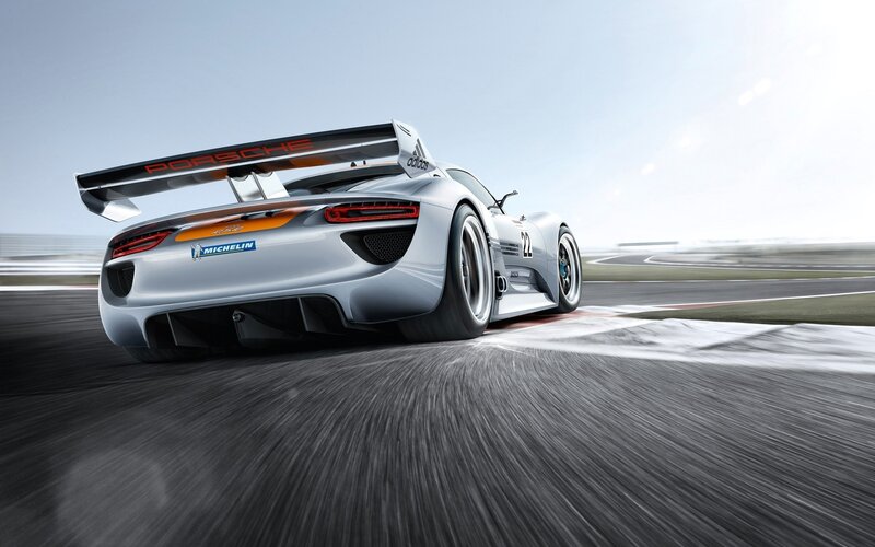 Porsche race car on track