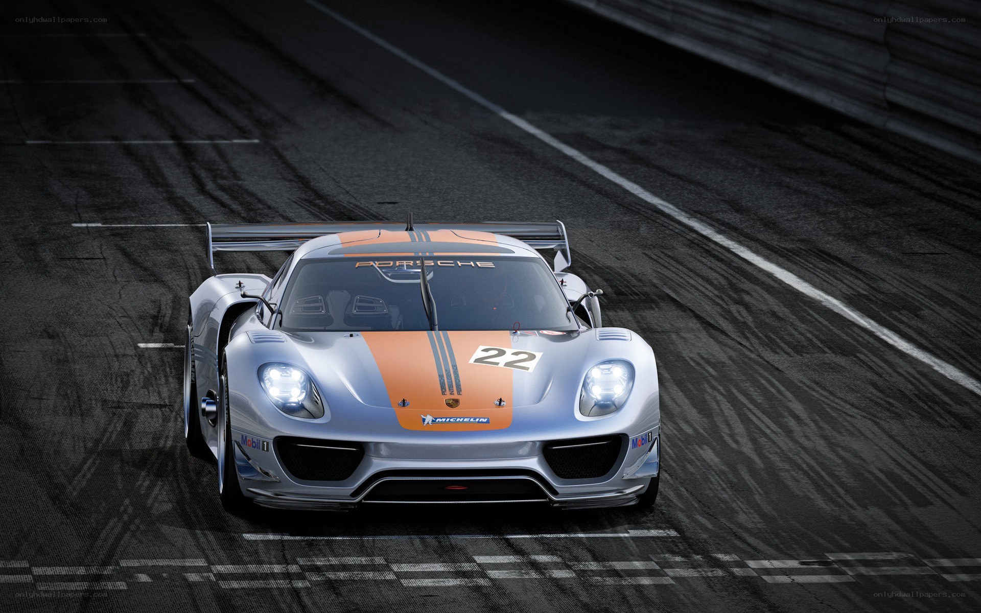 Porsche race car on track