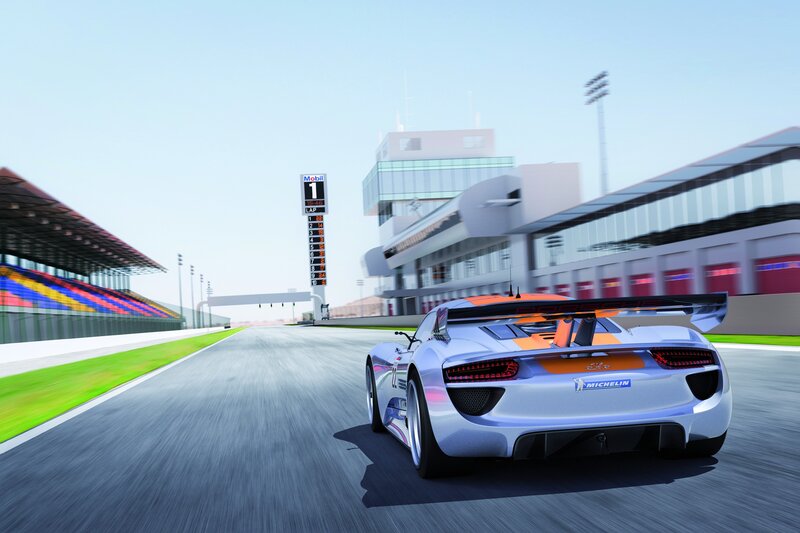 Porsche race car on track