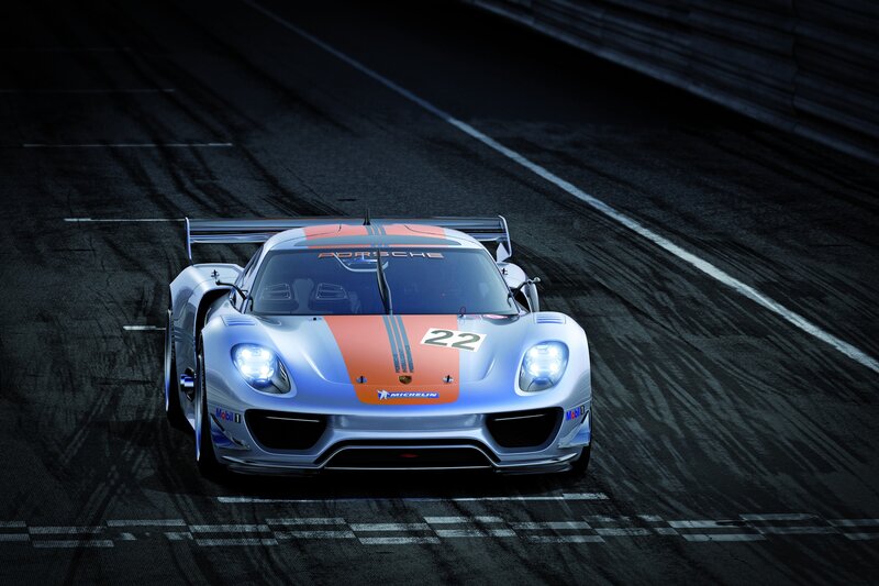 Porsche race car on track