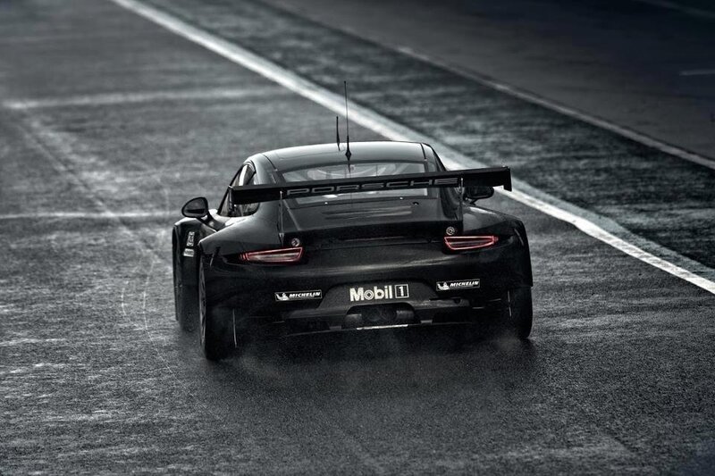 Porsche race car on track