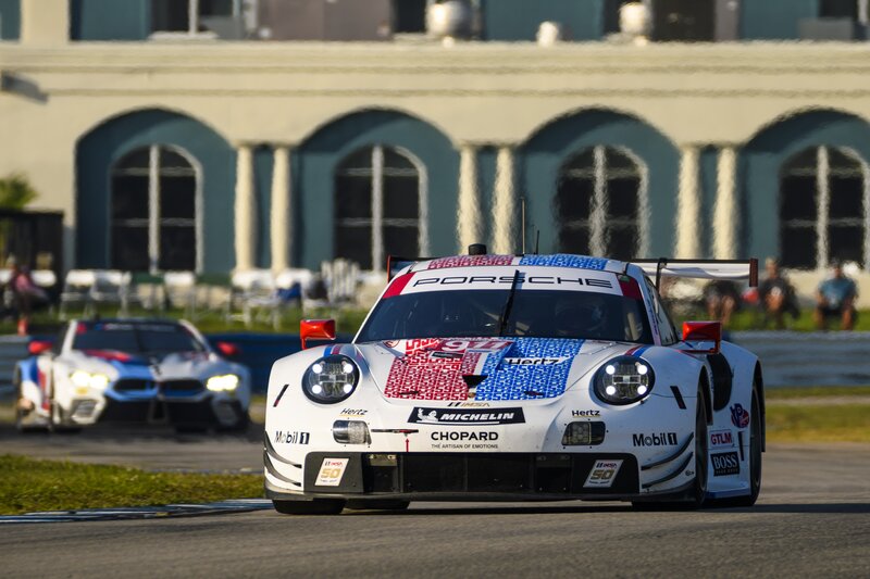 Porsche Race Car on Track — White