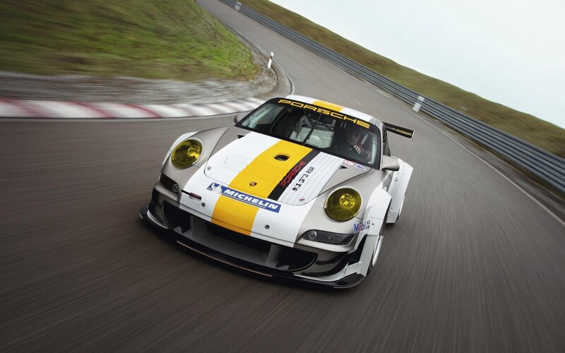 Porsche Race Car — White, Dynamic, Photograph