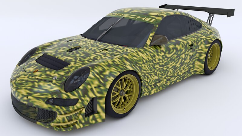 Porsche race car with camouflage