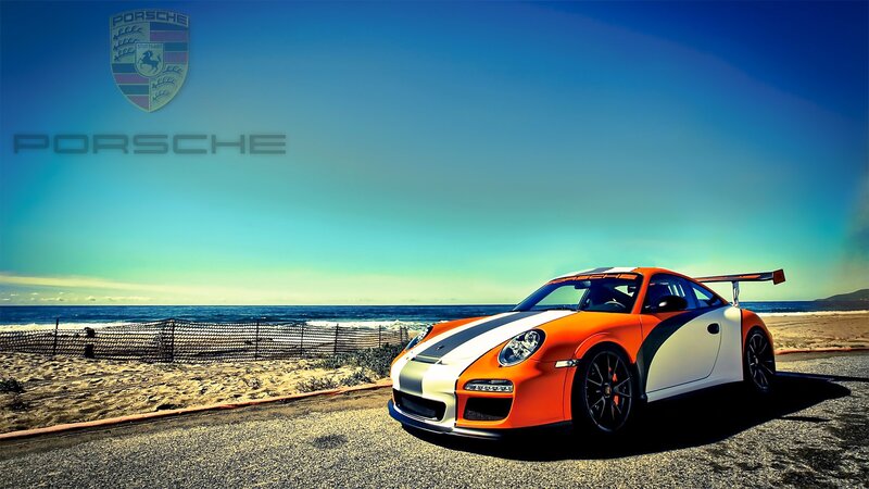 Porsche sports car on beach