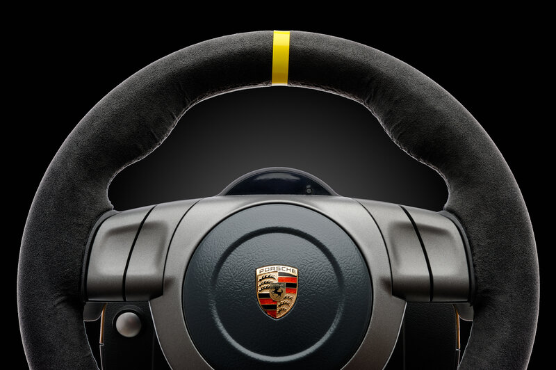 Porsche steering wheel close-up