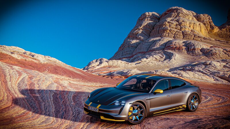 Porsche Taycan in Desert