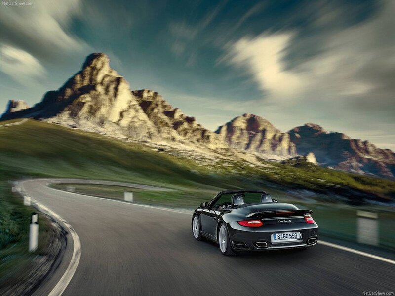 Porsche Turbo S convertible on mountain road