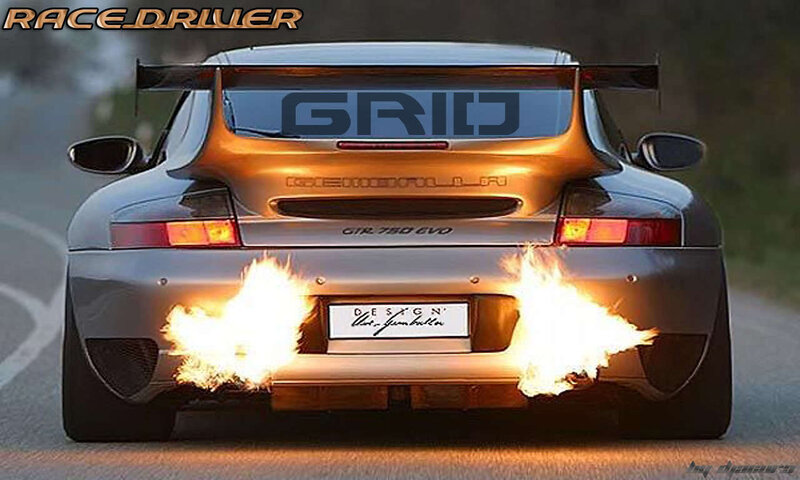Porsche with flames from exhaust