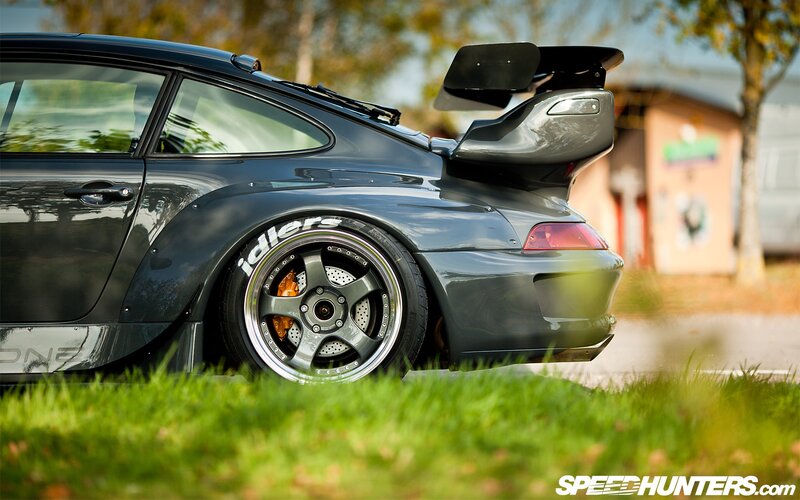 Porsche with large rear wing