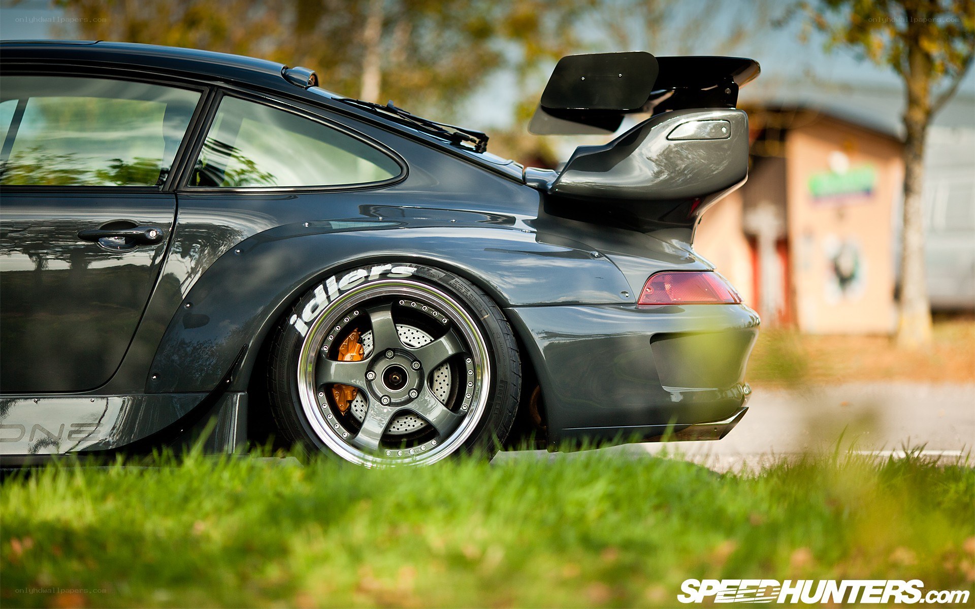 Porsche with large rear wing