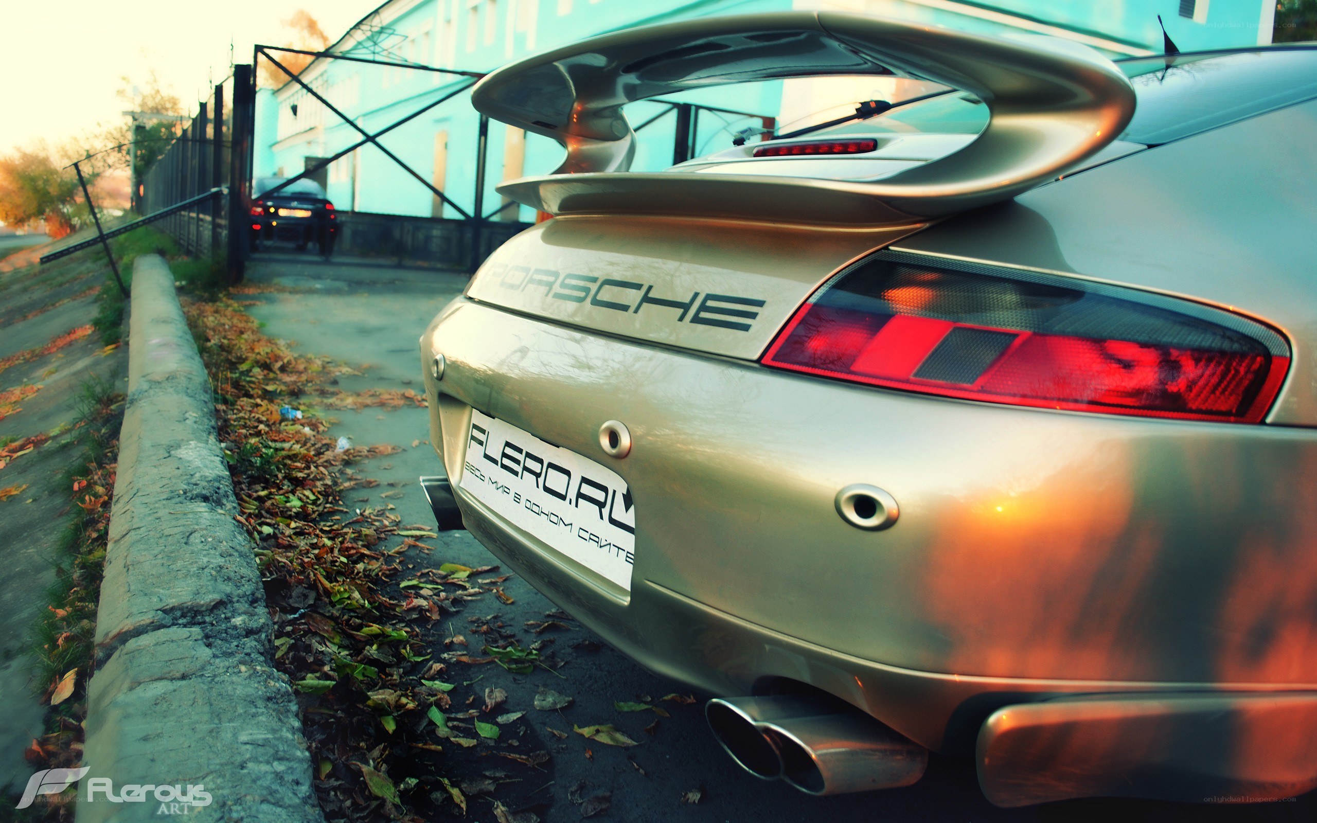 Porsche with large rear wing