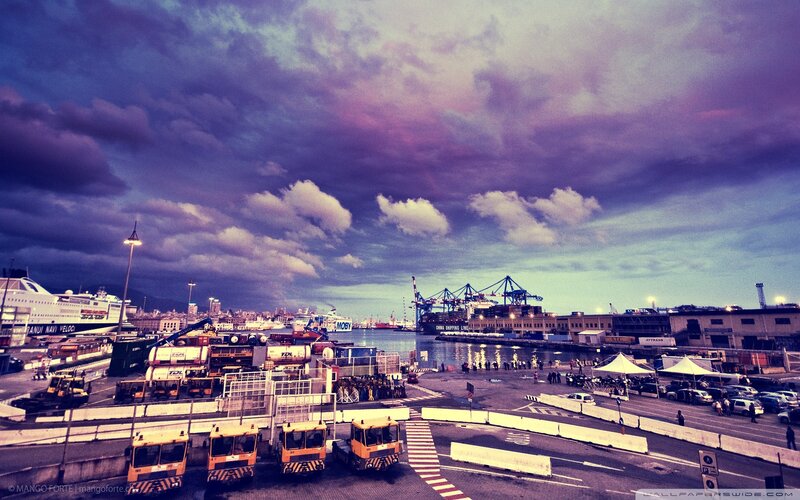 Port at Dusk — Purple, Dramatic