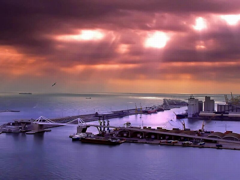 Port at Sunset — Purple